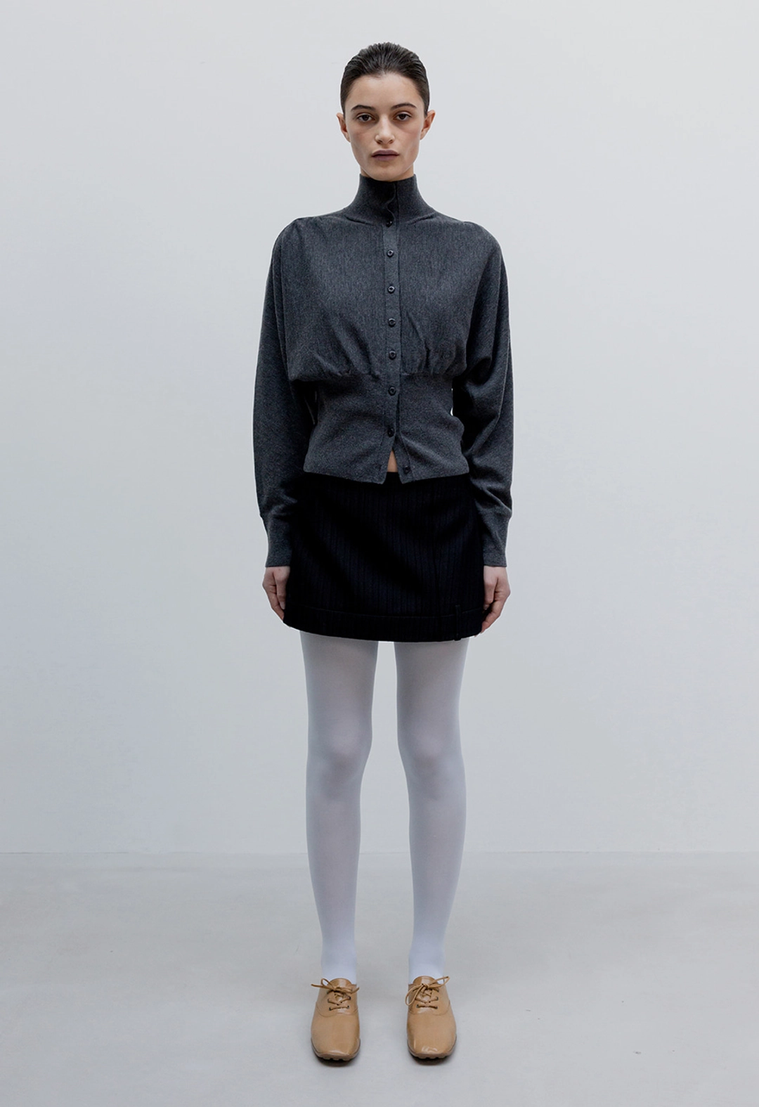 오픈와이와이 BUTTON UP BLOUSON CARDIGAN, CHARCOAL 상품 이미지 2