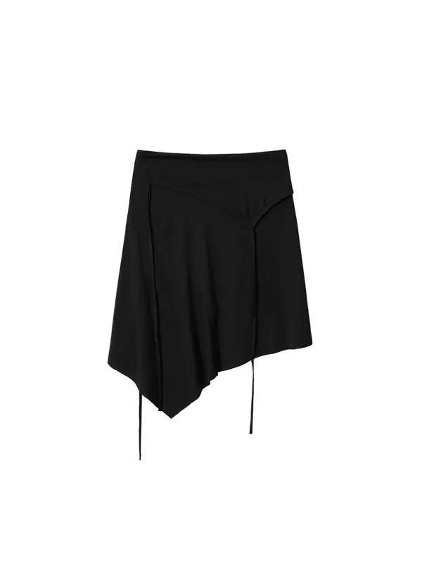 Asymmetric Jersey Skirt Black