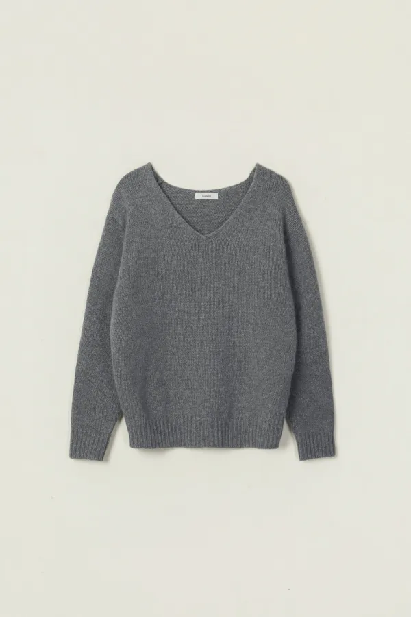 TEZA BABY ALPACA V NECK KNIT_GRAY
