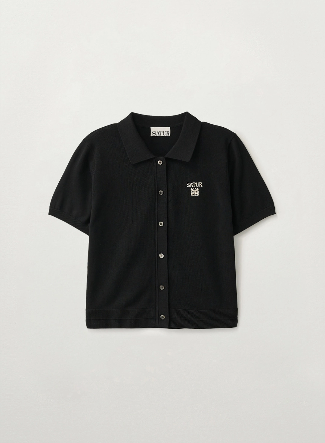 세터 (W) Collar Half Knit Cardigan - Black 상품 이미지 1