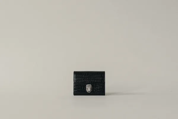 PORTE CARTES LOQUET CROCO BLACK