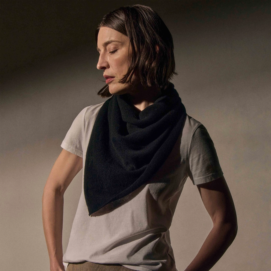 제임스펄스 Open Knit Cashmere Scarf - Black 상품 이미지 3