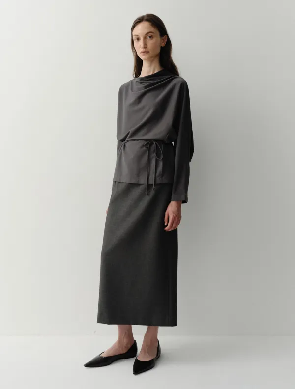 Drape Dolman Blouse (Charcoal)
