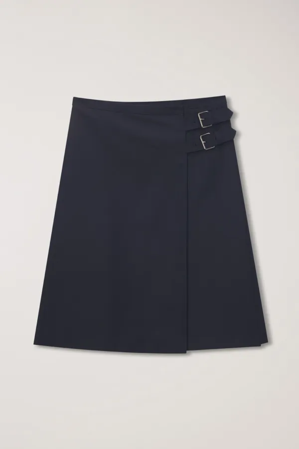 PLEATS MIDI SKIRT NAVY_UDSK6A203N2