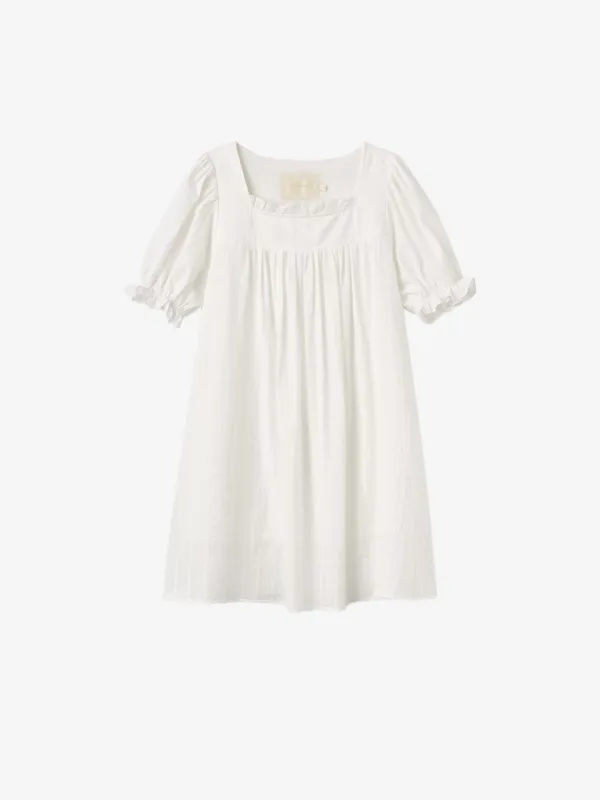 ROELLA babydoll mini dress_white