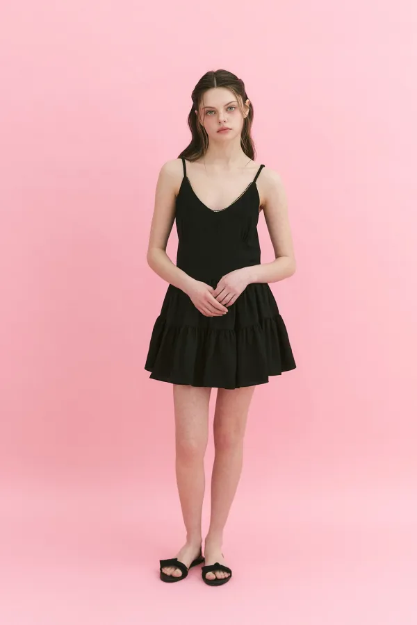 Chiffon Cancan Dress Black
