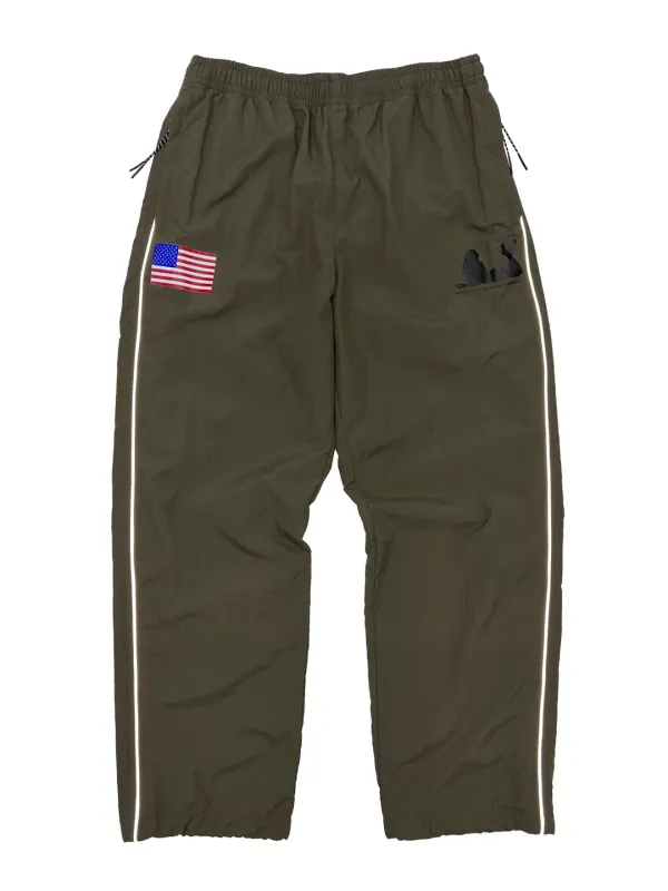 Reflective Piping Nylon Pants Khaki