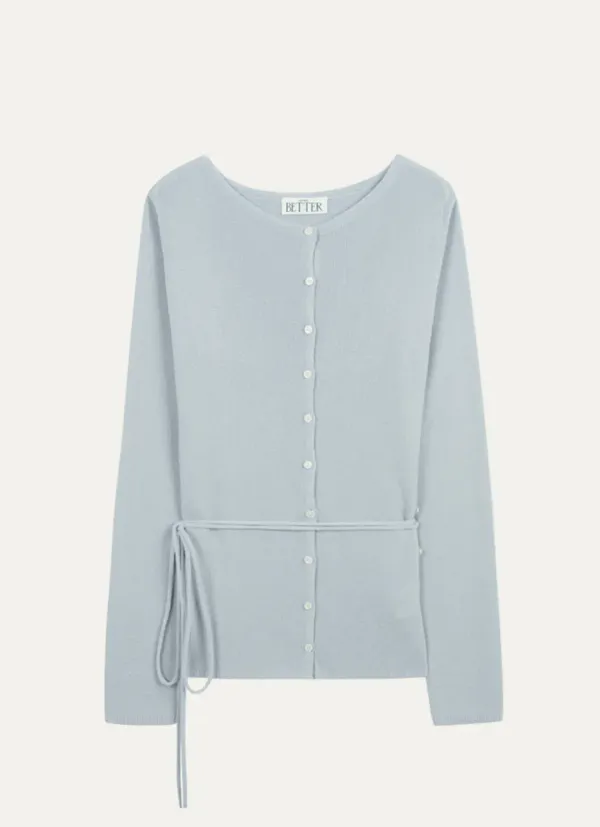 Side button point strap cardigan_Sky Blue