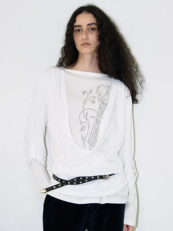 Button Wrap T-Shirt [White]