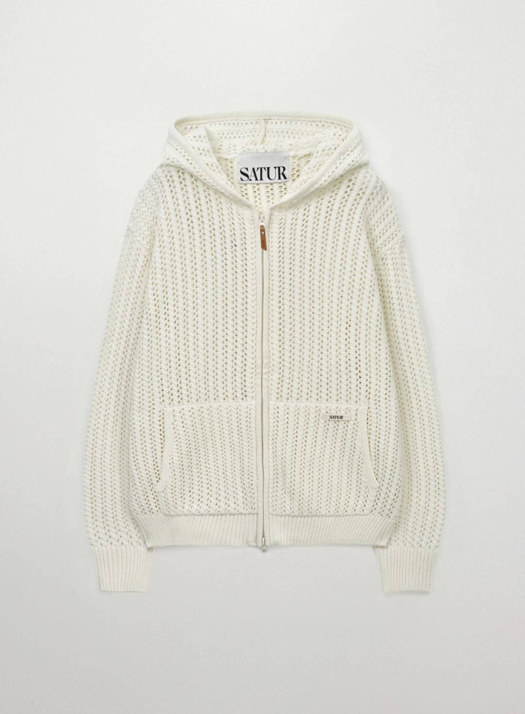 세터 Crochet Knit Hood Zip-up - Cream 상품 이미지 1