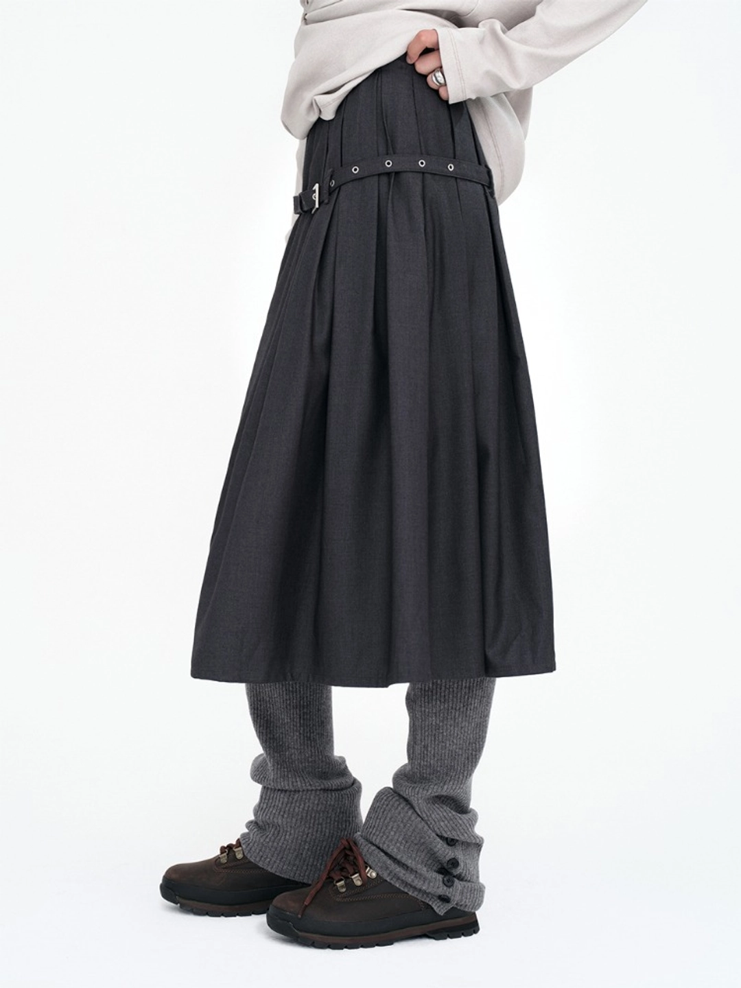 밀로 우먼 Belt Pocket Midi Skirt [Charcoal] 상품 이미지 2