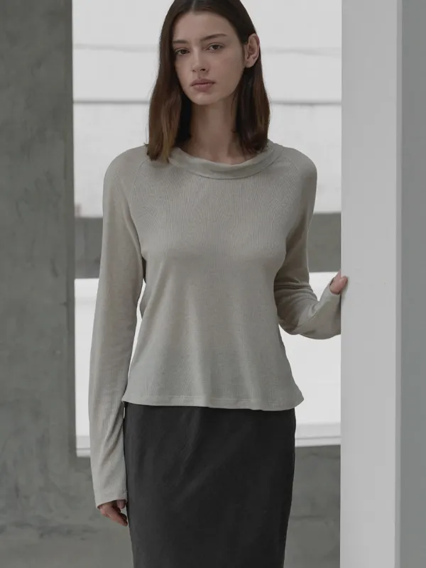U-neck scarf top - Oatmeal