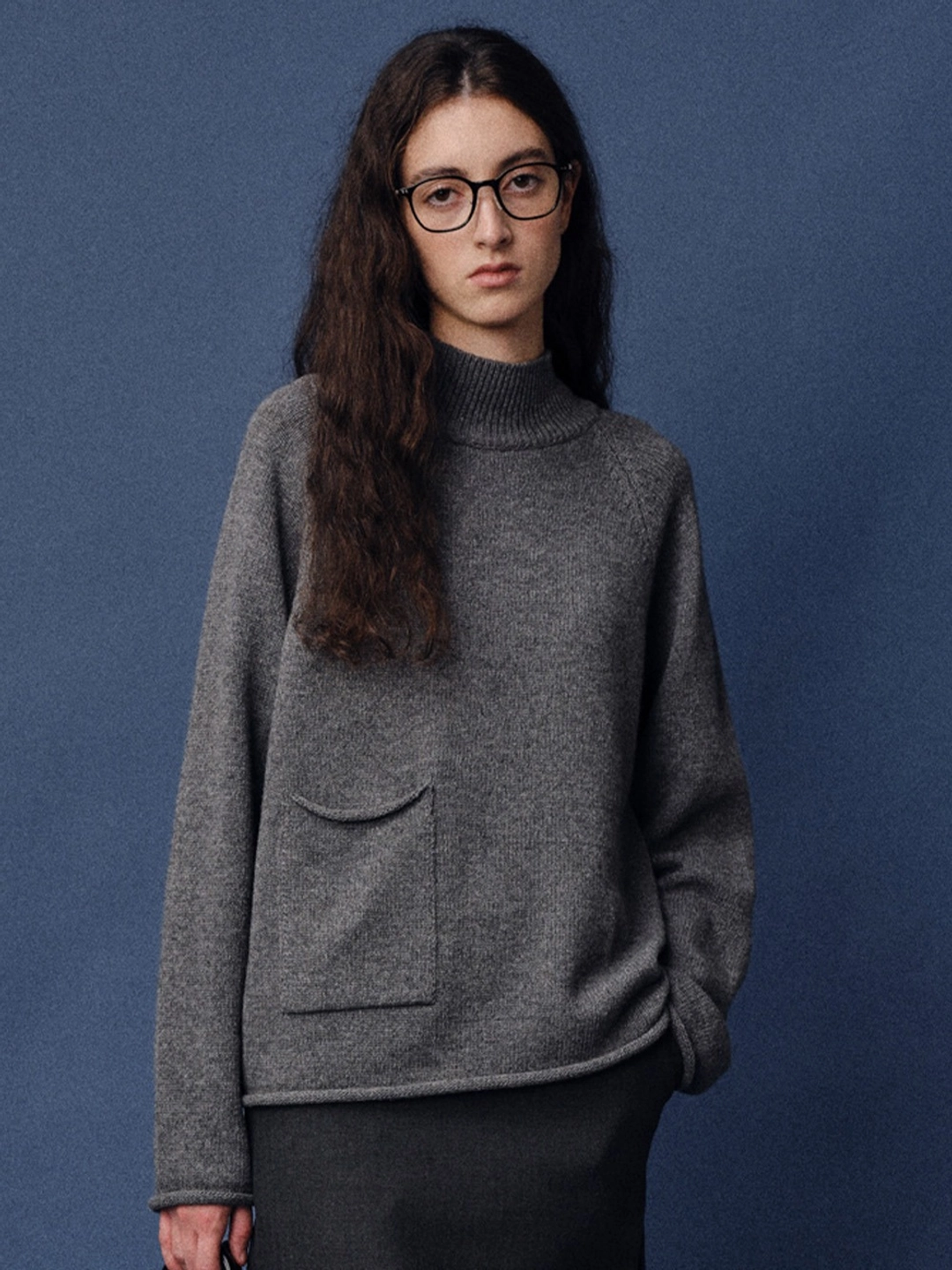 베이오드 Half turtleneck knit_charcoal 상품 이미지 1