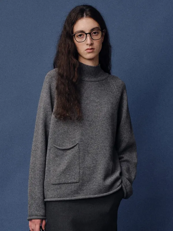 Half turtleneck knit_charcoal