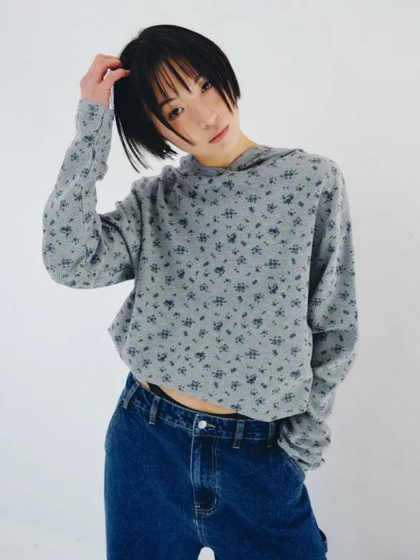 [PLZPROJECT][3차] WAFFLE HOOD, FLORAL GRAY