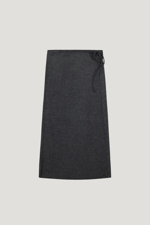 Side Tie Wrap Skirt (charcoal)