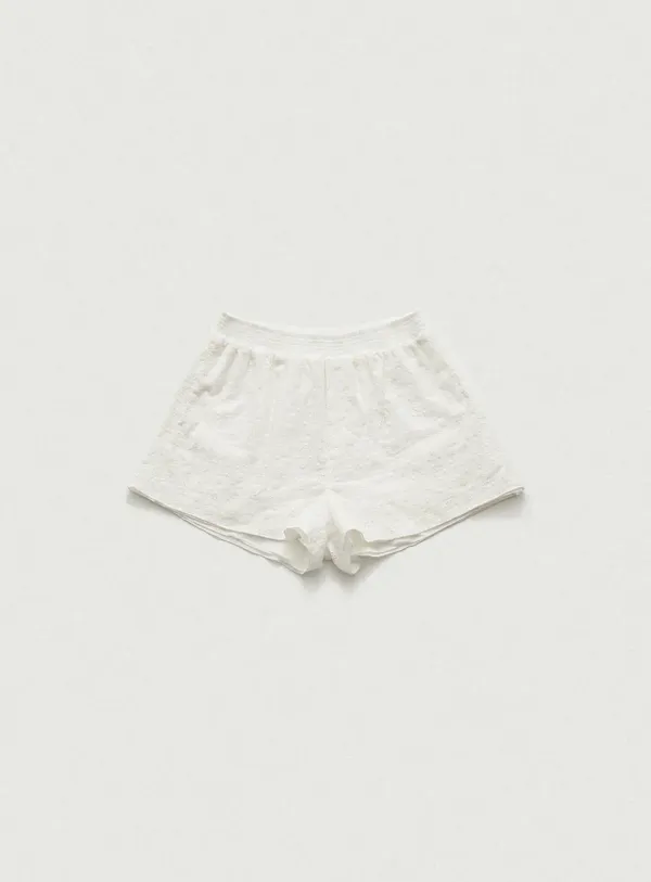 Flower Eyelet Shorts_White