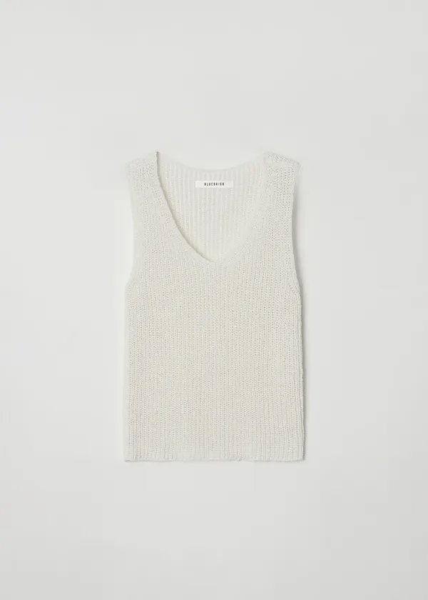 Tape sleeveless knit (ivory)