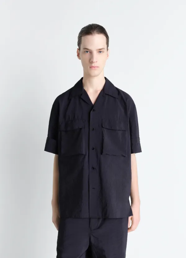 SHORT SLEEVE UTILITY SHIRT IN WASHED TECHNICAL COTTON