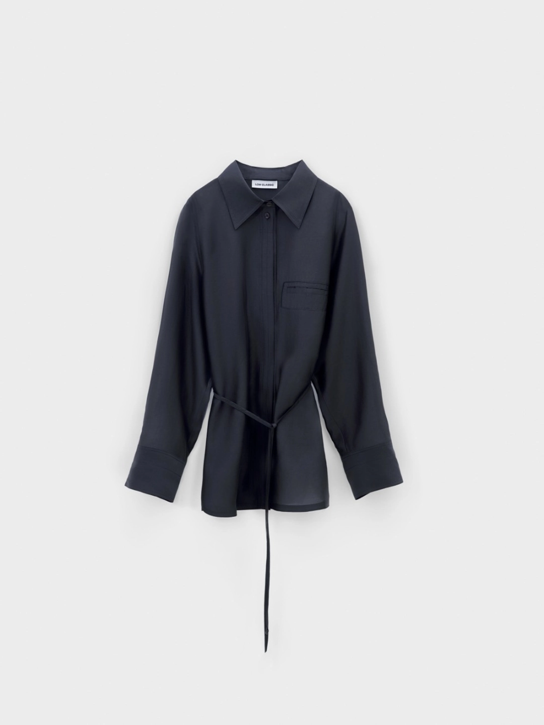 로우클래식 See-Through Back Strap Shirt_Charcoal 상품 이미지 1