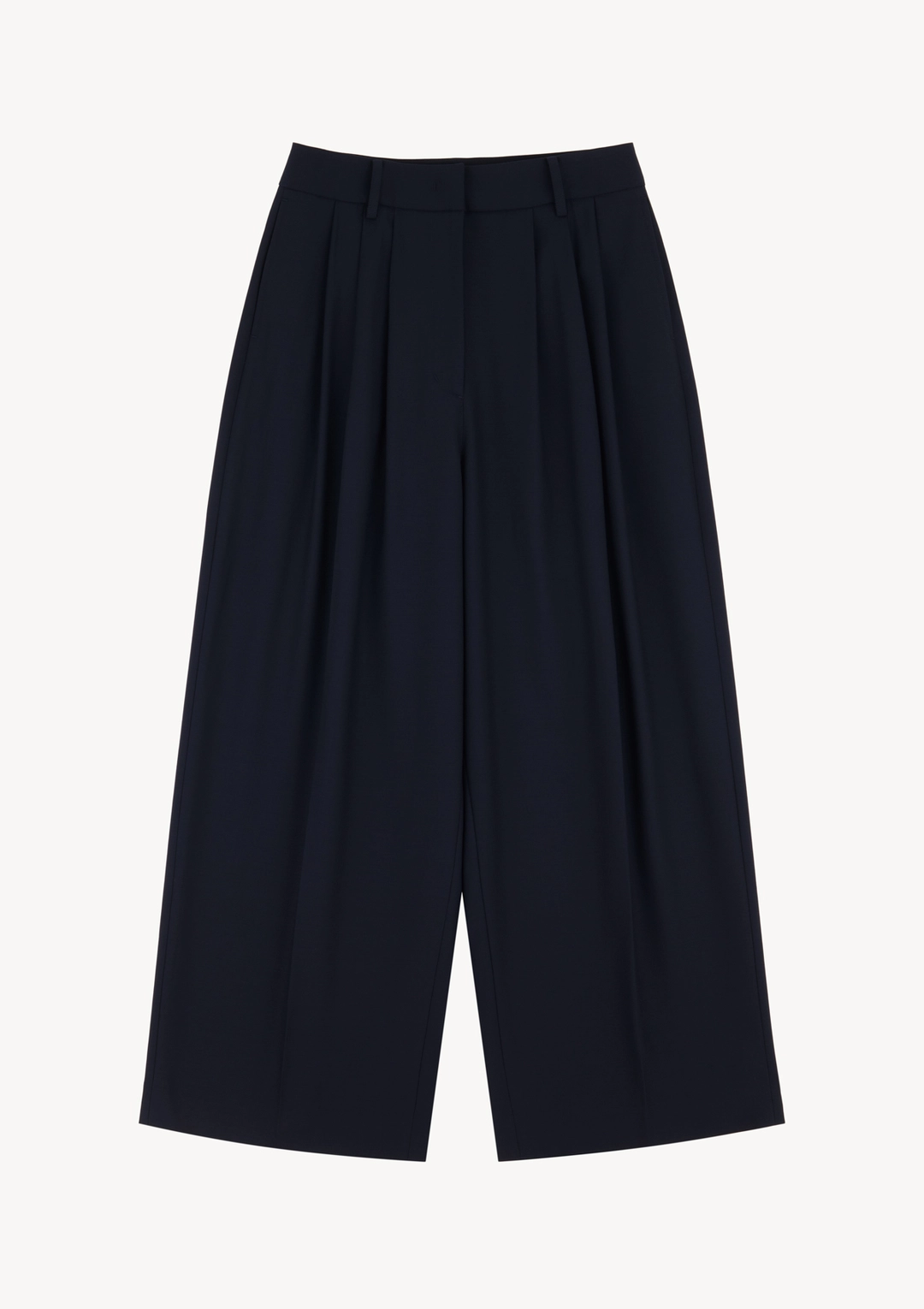 문달 Sleek Pintuck Wool Slacks in Navy 상품 이미지 1