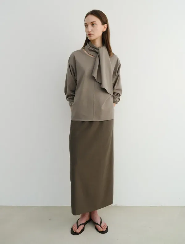 Maxi Slit Skirt (Taupe)