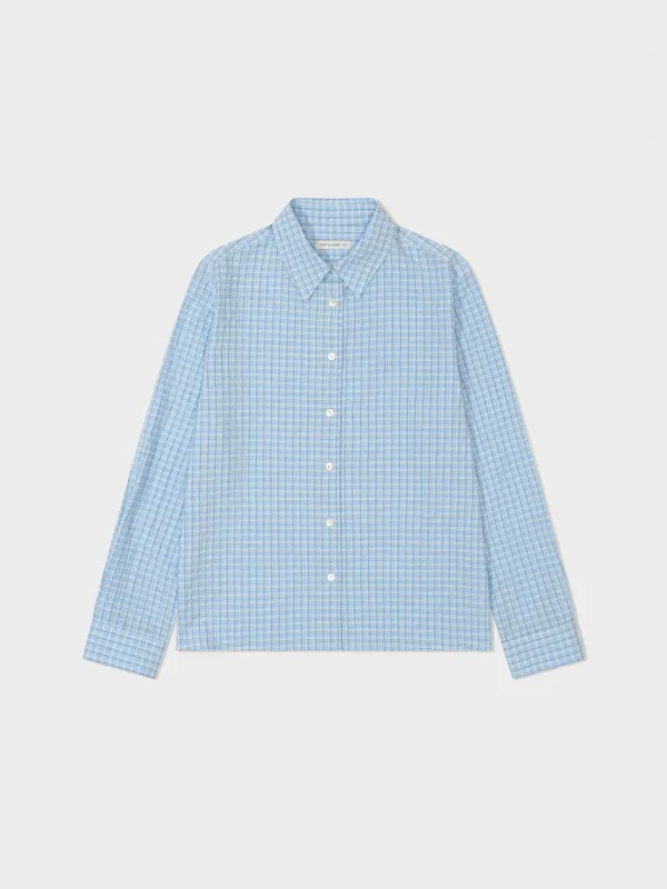 Lc Checked Regular-Fit Shirt_Soft Blue - LOW CLASSIC