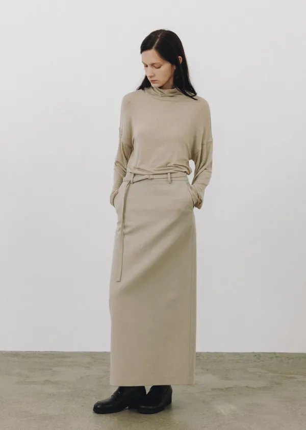 oat wool belt skirt (beige)