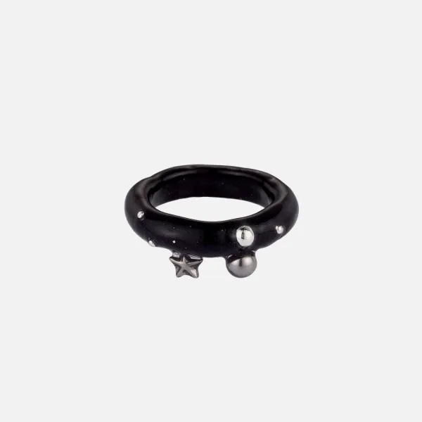 starfish drop ring-black