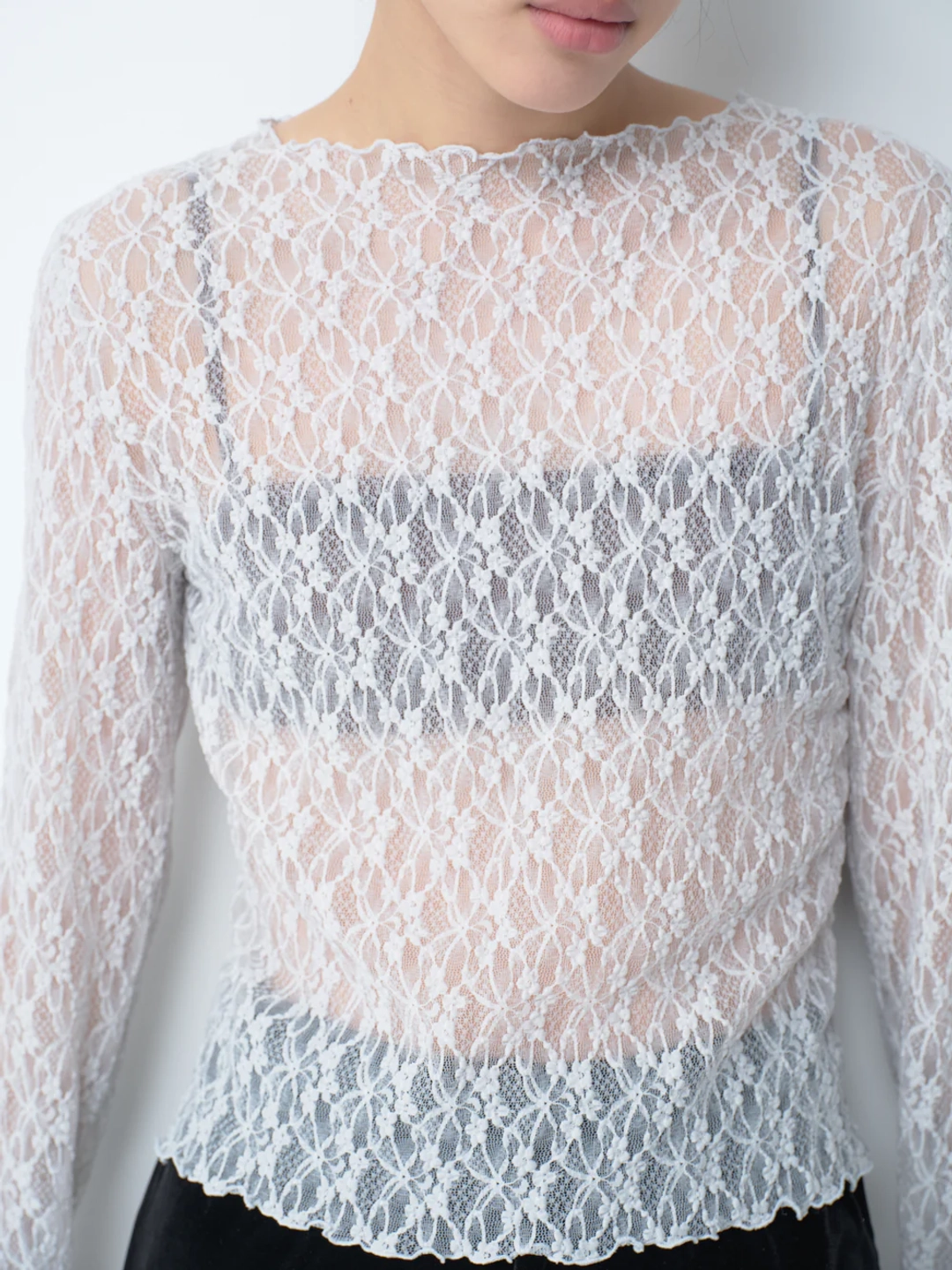캐롤쇼페 LACE SEE-THROUGH TOP IN GRAY 상품 이미지 2