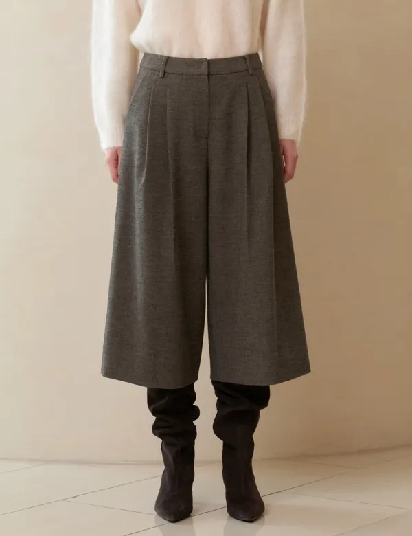 Wide Culottes Pants (Brown)