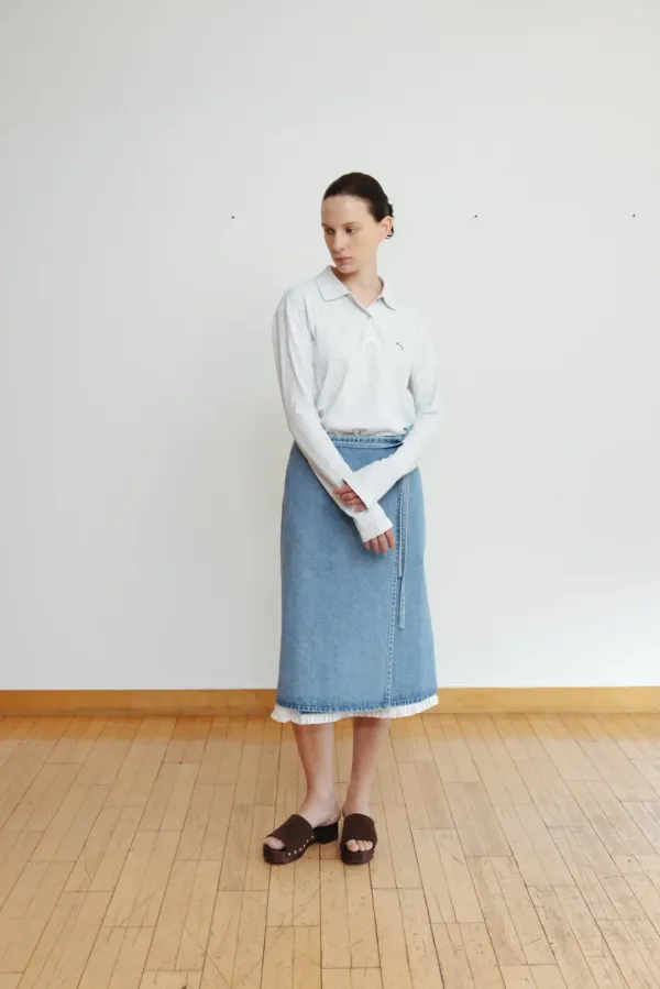 Blue denim wrap skirt (blue)