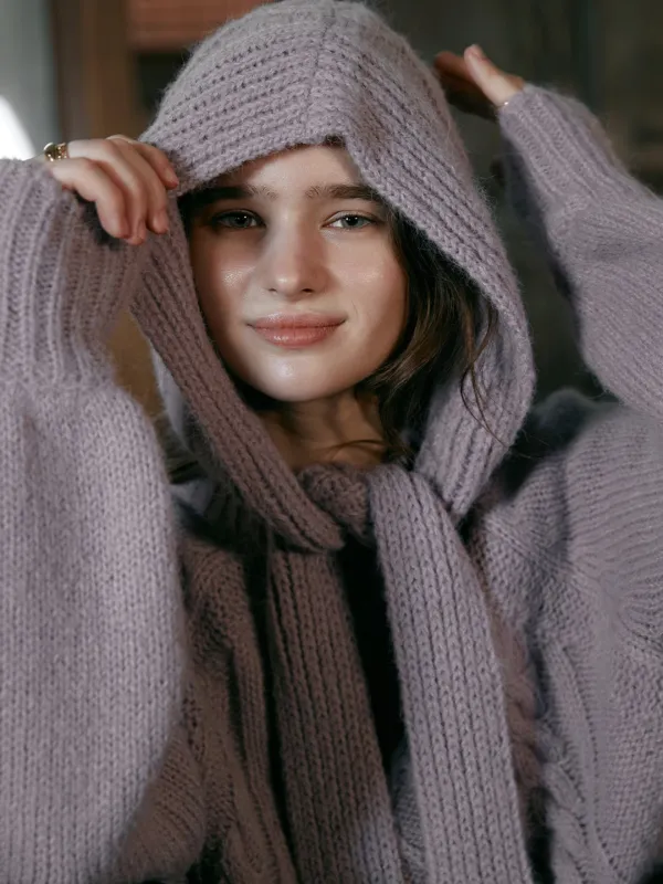 SYLVIA cable sweater_purple
