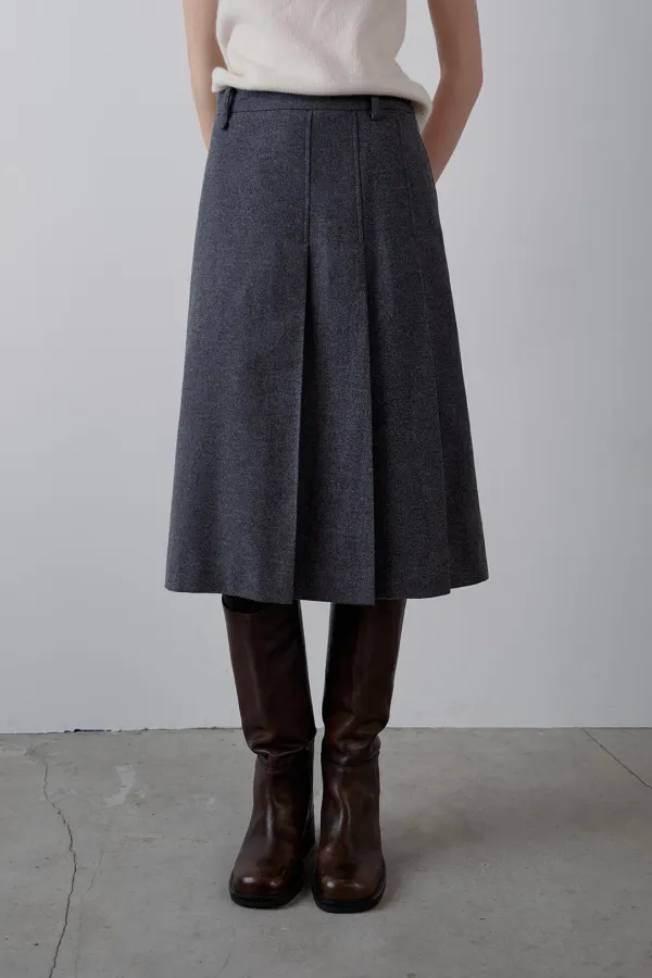 lodge side pleats skirt_charcoal