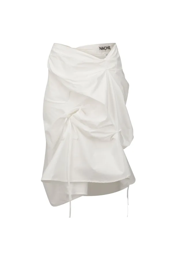 STRAP PULLED SKIRT IVORY