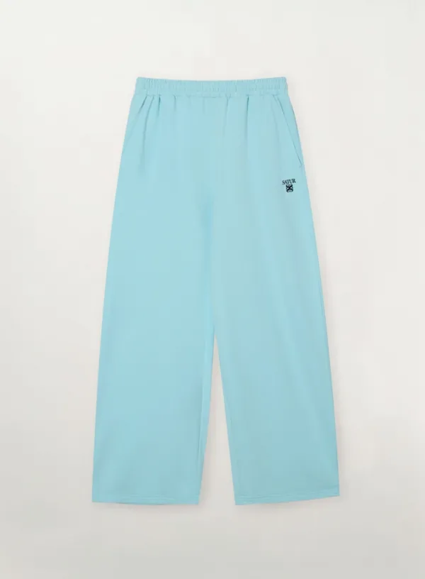 (W) Loren Small Logo Light Weight Sweatpants - Sky Blue