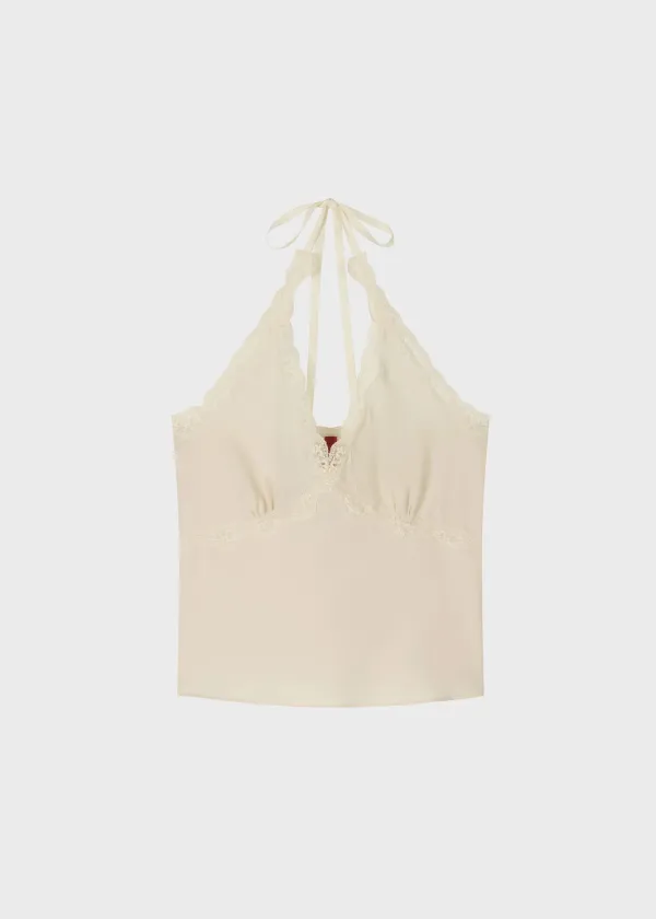 Romance Halter Top Nude Beige