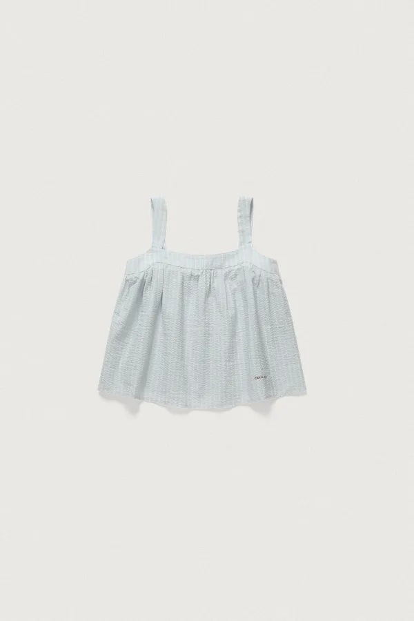 FLOWY STRIPED BLOUSE [SKY BLUE]