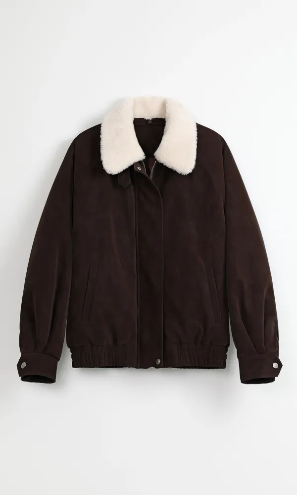 [10/26 예약배송] Wet Faux Leather Padding Blouson_Brown