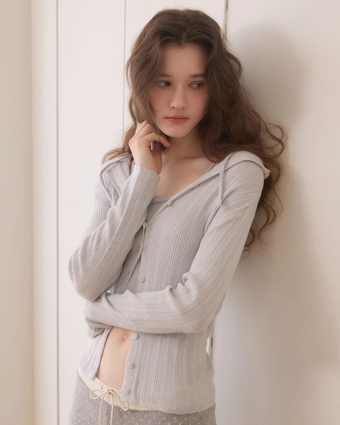 어다울 Tight button cardigan - bluegrey 상품 이미지 1