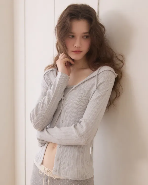 Tight button cardigan - bluegrey