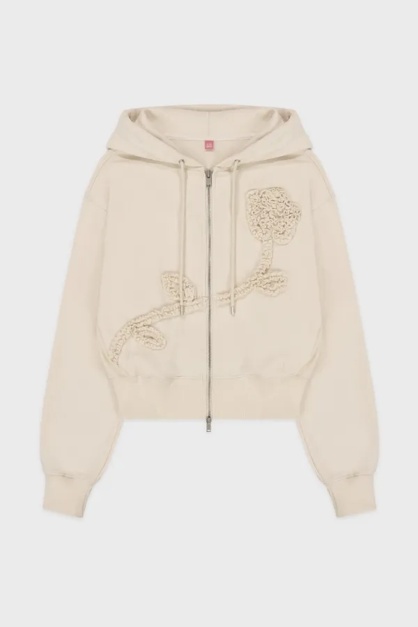 Rose Frill Hoodie Zipup (Ivory)