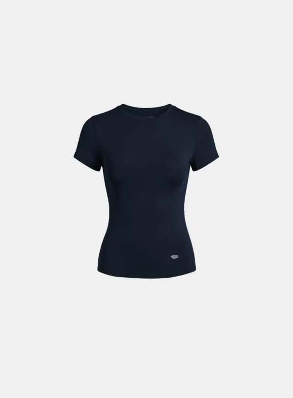[w-tee26-030] Sleek Cotton Short Sleeve T-Shirt - Navy