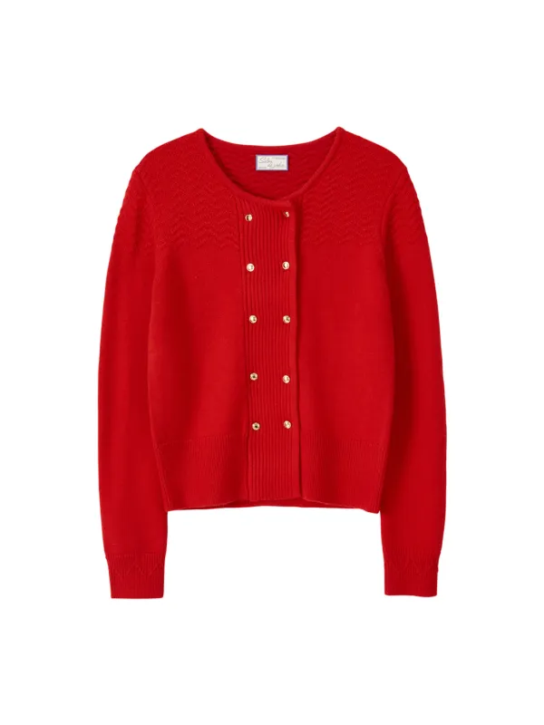 Camille Double Button Cardigan_ Red