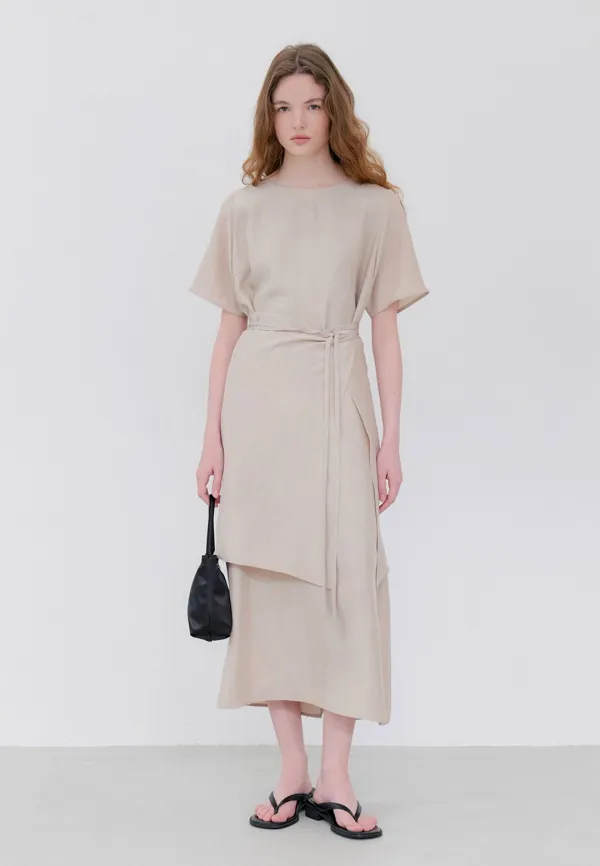 SLEEK LAYERED LAP ONE PIECE - BEIGE