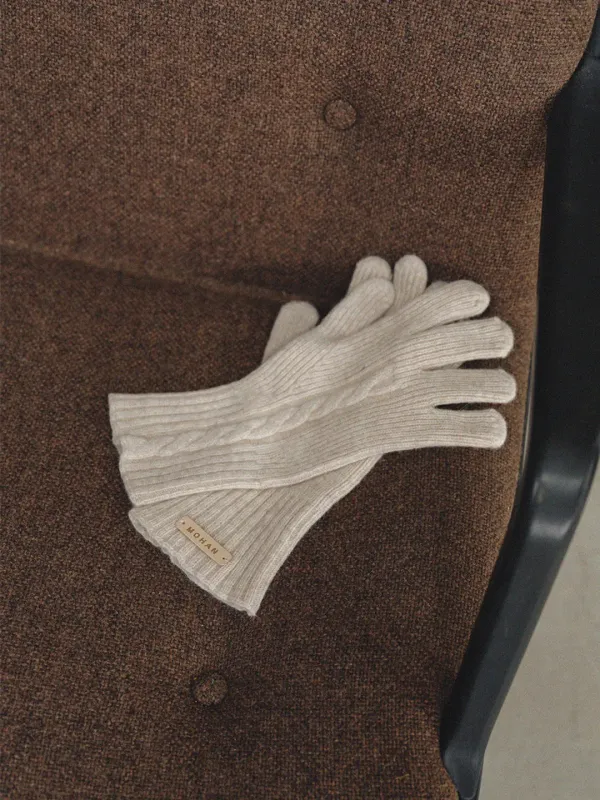TFW LAMBS WOOL CABLE GLOVES_OATMEAL