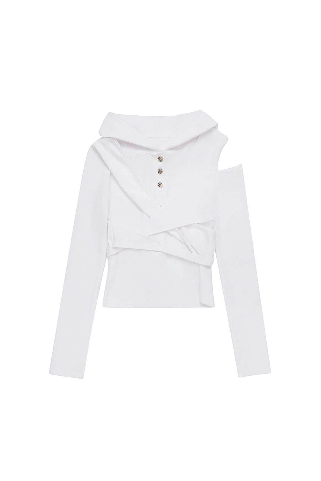 와이이이엘 STRAP HOODED LONG SLEEVE TOP WHITE 상품 이미지 2
