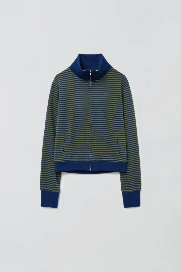 STRIPE SLIM ZIP-UP_GREEN