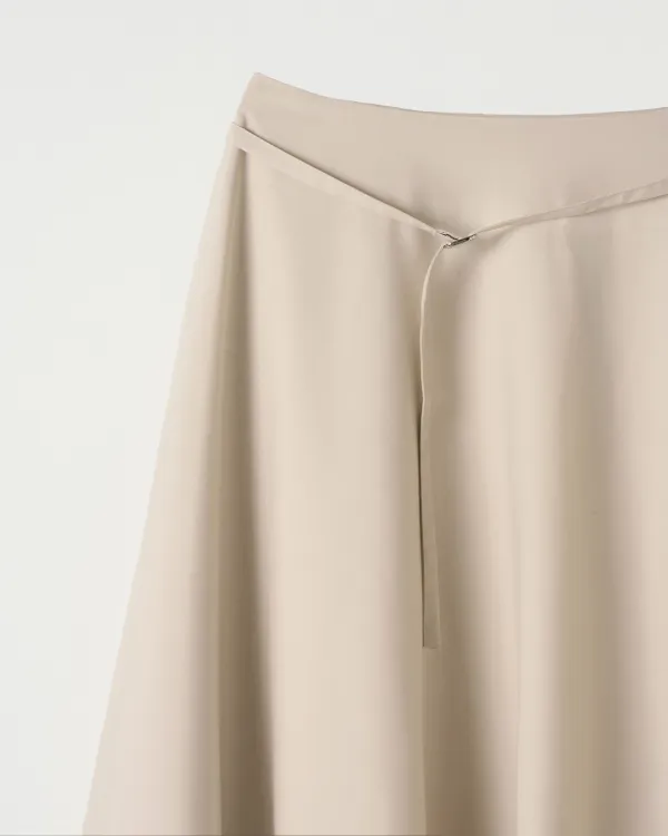 Belted Flare Skirt [GREY BEIGE]