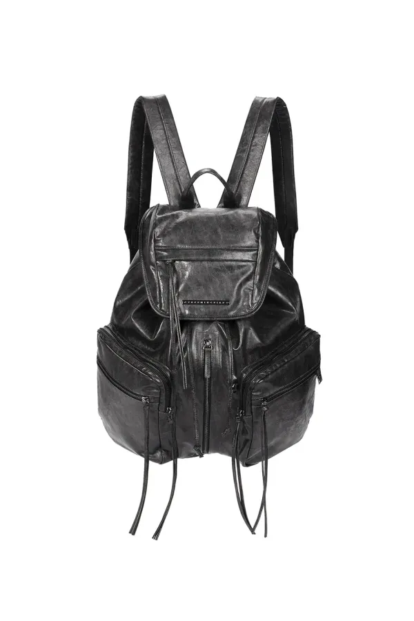 Zipper Finishing Flap Big Back Pack [ Dark Gray ]
